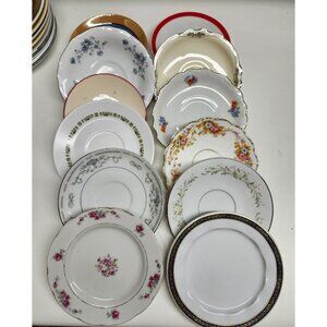 Porcelain & Fine China Saucers Set of 12 Floral & Decorative Patterns 6-6.25" Ec